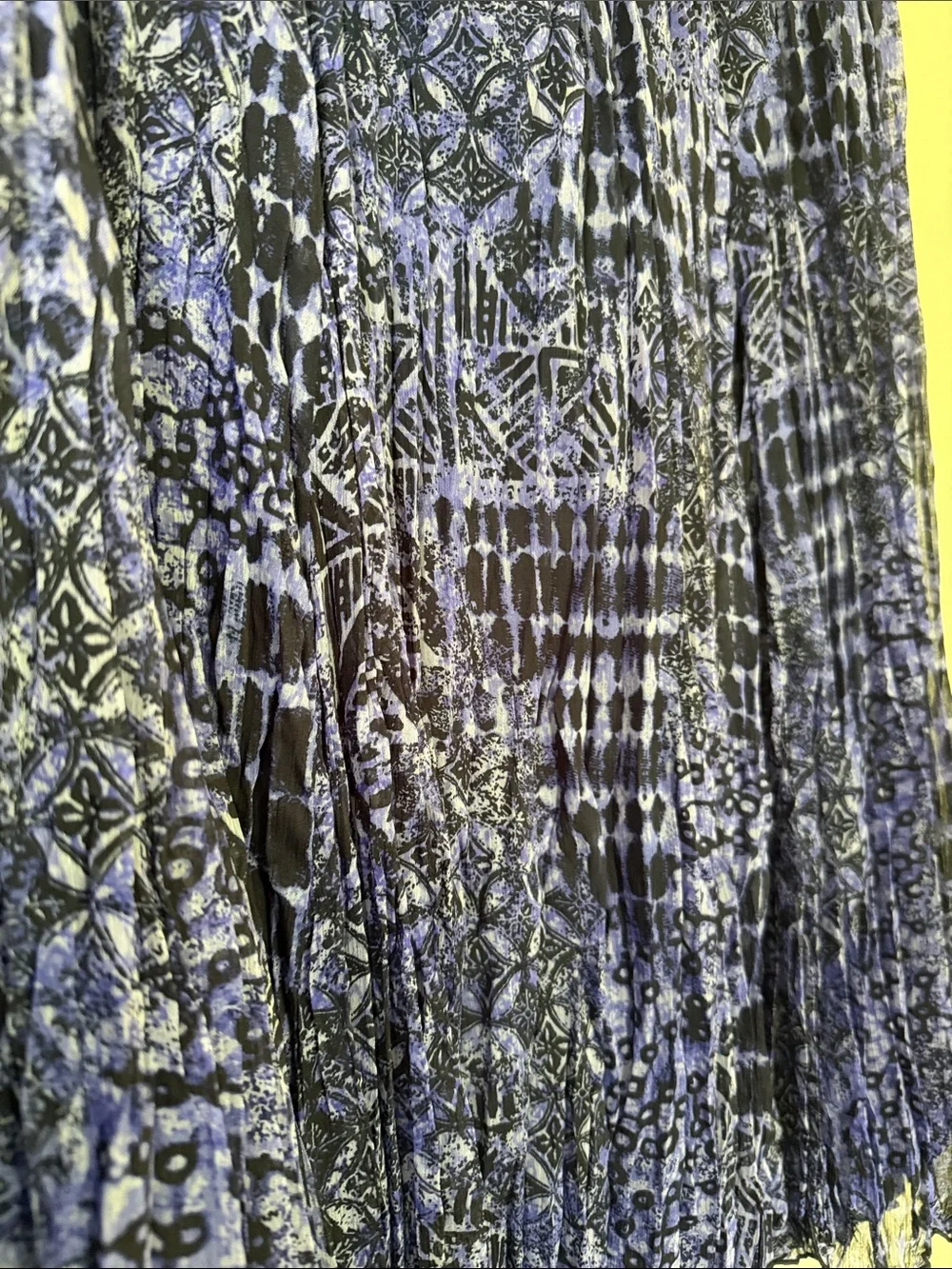 Blue Crinkle Pleated Midi Skirt | Boho A-Line Pull-On Lightweight Women's 12P